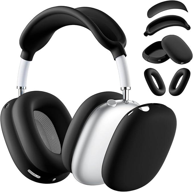 Lerobo Soft Case Cover for AirPods Max Headphones, for Airpods Max Ear Cup Covers/Ear Pad Case Cover/Headband Cover/Max Headband Pad,Accessories Silicone Skin Protector for Apple AirPods Max (Black)