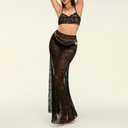 Women 2Pcs Lingerie Set Lace See-Through Sleeveless Camisoles High Waist Long Skirts with Chain Sleepwear