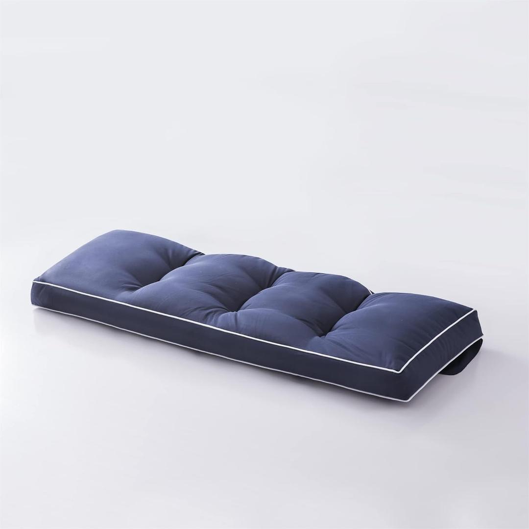 3 Seat 57 Inches Outdoor Porch Swing Cushions, Water-Resistant Tufted Patio Swing Replacement Cushions (Navy)
