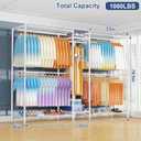 Ulif E12 Max Clothes Rack，Heavy Duty Freestanding Garment Rack with Shelves，Metal Clothing Closet Storage System for Hanging Clothes，83" W x 16" D x 76.5" H, Hold 1060 lbs，White