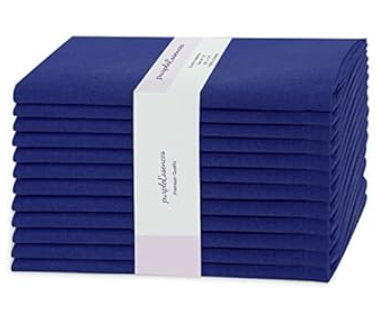 PurpleEssences Set of 12 Cloth Dinner Napkins 100% Cotton 18x18 Inch - Soft Durable Washable - Ideal for Farmhouse Party Fall Thanksgiving - Perfect Everyday Use Table Linen - Royal blue