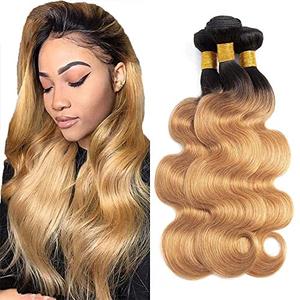 Ombre Human Hair Bundles 1B27 Honey Blonde Bunldes Body Wave Bundles Human Hair Wet And Wavy Bundles Real Unprocessed Virgin Weave Hair For Black Women(30 30 30) inch