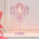 Small Pink Crystal Bedside Table Lamp End Table Lamp Nightstand Lamp for Bedroom Living Room Office H20.4'' W11.81'' 1-Light E26