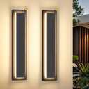 23.6'' Dusk to Dawn Outdoor Sconce Lights Black Exterior Lighting Fixtures | 3000K, Built-in LED Modern Front Porch Light, IP65 Waterproof Hardwired Sensor Outside Wall Lights for House Garage, 2 Pack