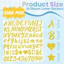 1280 Pcs Gold Letter Stickers Glitter Alphabet Stickers, 16 Sheets Self-Adhesive A-Z Letters with Numbers&Symbols, Sparkly DIY Craft Decals for Graduation Cap Water Bottles Scrapbooking Supplies(Gold)