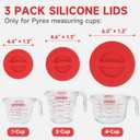 3 Pack Silicone Replacement Lids, Respectively Fits Pyrex 1-Cup, 2-Cup & 4-Cup Tempered Glass Liquid Measuring Cups, Reusable & Food-grade Silicone, Dishwasher & Microwave Safe