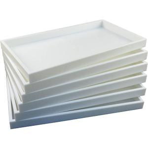 6 Pack of White Plastic Stackable Standard size Jewelry Display trays. for Rings, Bracelets, Necklaces, Pendants, Bracelets in Showcases, Over the counter in store. Jewelry Organizer (White)