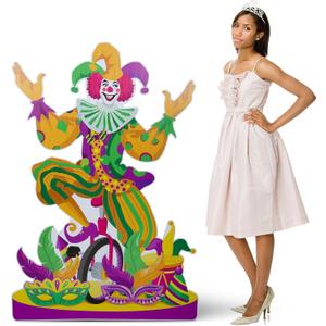 Bucherry 4.7 Feet Mardi Gras Jester Cardboard Cutout Stand-up Life Size Masquerade Carnival Theme Party Decoration Backdrop Photo Props Jester Stand up for Mardi Gras Carnival Masquerade Supply