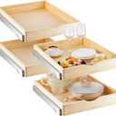 Sintuff 4 Pack Wooden Pull out Tray Cabinet Organizer Gentle Close Roll out Shelves for Kitchen Cabinets Fully Assembled Slide Pantry Shelves (18'' X 21'')