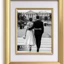 Yaetm 11x14 Gold Picture Frame with Decorative Inner Frame & Tempered Glass, Display 8x10 Photos with Mat on Wall - Portrait or Landscape - Ideal for Office & Home Dcor (Gold, Single)