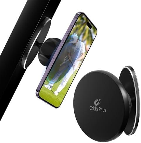 Cdd's Path Magnetic Golf Cart Phone Holder for iPhone 16 Pro Max Plus 15 14 13 12 Mini,MagSafe Phone Mount with N52 Strong Magnets Fit for EZGO/Club Car/Yamaha Golf Cart Accessories,Black Round