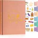 Lanpn A5 Blank Recipe Book Cookbook for 70 Recipes, Leather Cover Waterproof Empty Cooking Journal to Write in Your Own Recipes, Recipe Notebook with Stickers to Organize Your Family Recipes, Rose (Medium (5.9 x 8.7 inch))