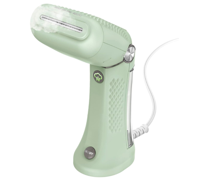 Conair Handheld Garment Steamer for Clothes  Power Steam: Small Size, Big Power  Great for Home, Office, or Travel with Dual Voltage for Worldwide Use, Mint Green