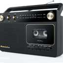 Studebaker Portable Retro Home Audio Stereo AM/FM Radio & Cassette Player/Recorder with Aux Input Jack & Built in Speakers (Gold)