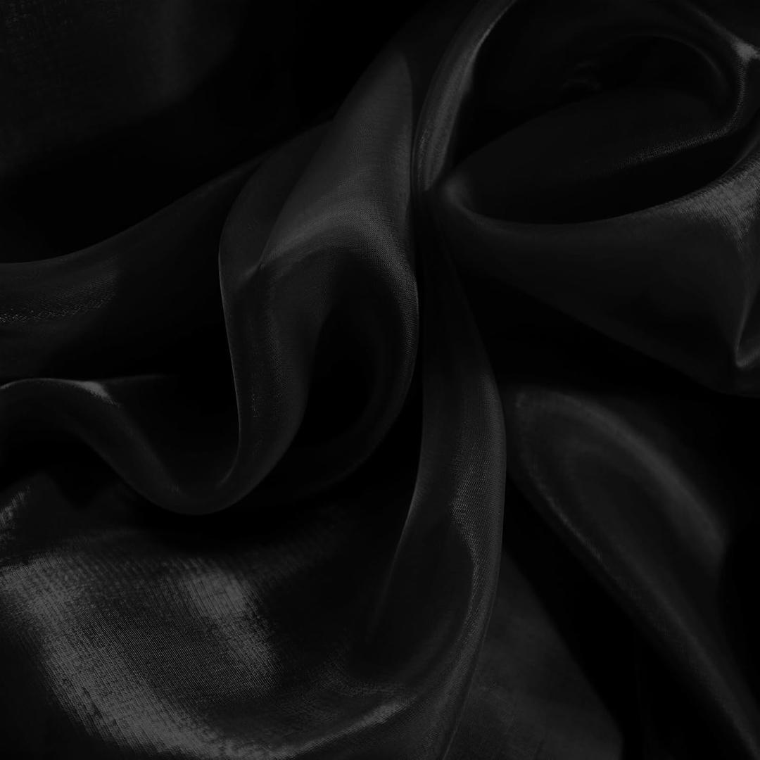 Entisn Sparkle Organza Fabric, 10 Yards Continuous with 59 Inch Wide Shimmer Sheer Organza, Shiny Black Fabric for Stage Costume, Fashion Dress, DIY Crafts, Wedding Decoration, Arch Backdrop