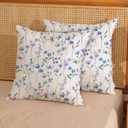Spring Pillow Covers 18x18 Pack of 2 Purple Floral Throw Pillow Covers Outdoor Decoration Summer Decor Purple Flower Pillowcase Farmhouse Decorative Linen Cushion Case for Home Couch Sofa