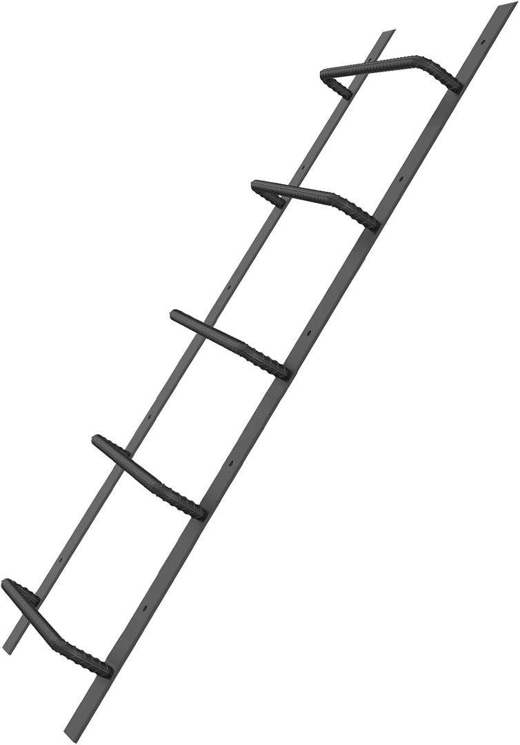 5-Rung Window Well Ladder, Heavy Duty Steel Basement Egress, Fire Escape for Emergency Home Safety (56.2" Lx17.9" W, Straight, Matte Black)