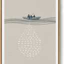 Framed Christian Wall Art, Jesus and Fishermen Canvas Print, Neutral Beige Biblical Scripture Artwork for Dining Room Office Prayer Room, 12x16 Inch