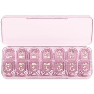 Daviky Weekly Pill Organizer 2 Times a Day, 7-Day AM PM Medicine Case, Travel-Friendly Pill Box for Fish Oils, Vitamins & Supplements