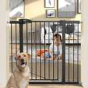36.2" Extra Tall Baby Gate for Stairs, 29.5-46" Wide Dog Gate for Doorways, Walk Thru Auto Close Metal Pet Gate for The House, Stairs and Doorways, Child Gate Pressure Mounted Dog Gate Indoor(Black)