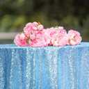 50 Inch Round Baby Blue Sequin Tablecloth, Metallic Glitter Sparkle Table Cover for Small Cake Table or Overlay, Sequin Fabric Table Cloths for Wedding Birthday Party Decorations