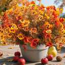 12 Bundles Artificial Flowers Outdoor Fake Fall Flowers for Outside Decoration UV Resistant Plastic Faux Plants for Garden Window Porch Balcony Fall Wedding Thanksgiving Decor(Mix)