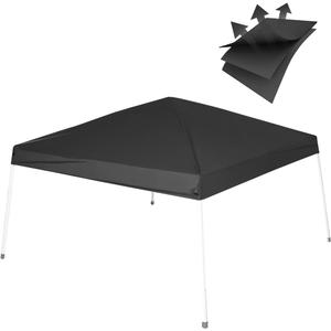 Canopy Replacement Top Only, 300D Wateproof Pop-Up Canopy Tent Top Cover with Ropes, Instant Canopy Top Sunshade Silver Coated for Garden Patio Camping (Dark Black, 8 * 8FT)
