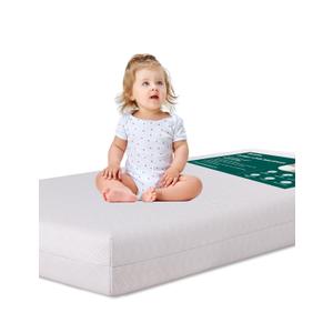 BABELIO Crib Mattress Memory Foam Toddler Mattress 2-Stage Standard Size Baby Mattress with Removable Waterproof Cover Grey
