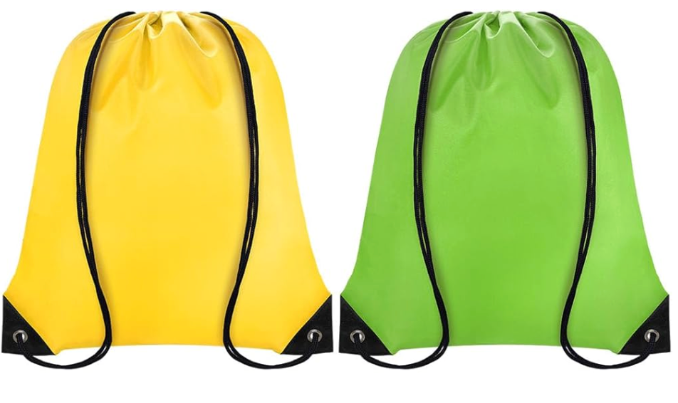 Grneric 12Pcs Drawstring Backpack Bulk Cinch Bag, Polyester Drawstring Bags for Gym Yoga Beach Camping Party(Yellow&Light Green)