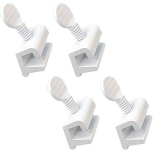 QCAA Single Small Sliding Window Security Lock, Aluminum, White Coated, 4 Pack, Made in Taiwan