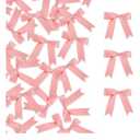Meseey 100 Pcs Pastel Satin Ribbon Bows with Twist Tie 2.5 Inch Pretied Premade Colored Craft Bows for Gift Wrapping Basket Wedding Baby Shower Birthday Party (Rose Gold)