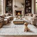 FancyRoof 8x10 Area Rugs for Living Room Bedroom Washable, Modern Abstract Grey White Rugs Large Carpets Ultra Soft Faux Wool Retro Dining Room Non Slip & Non-Shedding Low Pile Print Pottery Barn