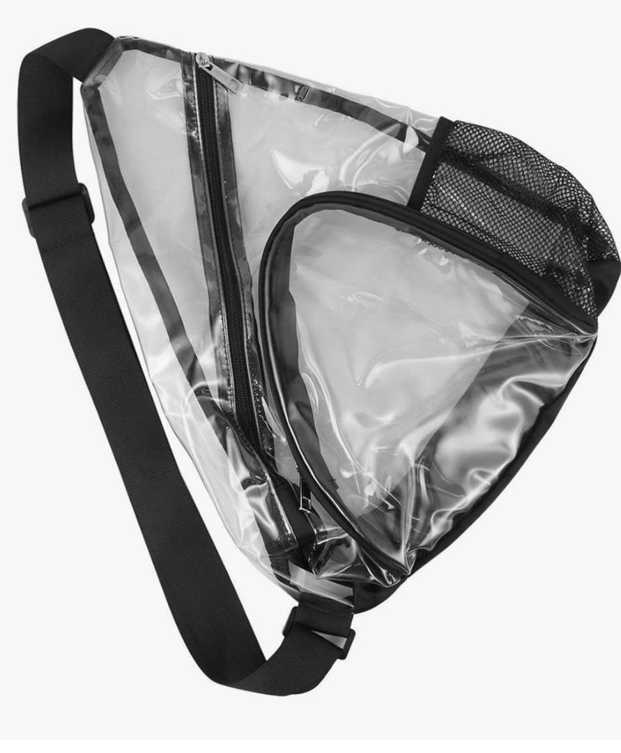 Outdoor Transparent Pvc Sling Bag Lightweight Chest Pack for Men Women for Cycling Hiking Travel and Daily Use Clear/Black