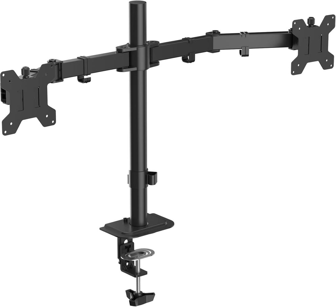 Suptek Dual Monitor Arm Desk Mount,Ultrawide Dual Monitor Arm for 2 Monitor Screens up to 38 inches and Max 22lbs Each,Extra Tall 15.75" Pole Fully Adjustable Monitor Stand for Desk,Black, Size: 13"-38"