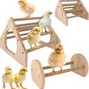 2Pack Wood Chick Perch Stand with Rope, Larbeti Chick Roosting Bar for Brooder with Holes Coop Chicken Jungle Gym Wooden Chicken Training Perch Stand Toy for Poultry, Bird, Parrot, Pigeon