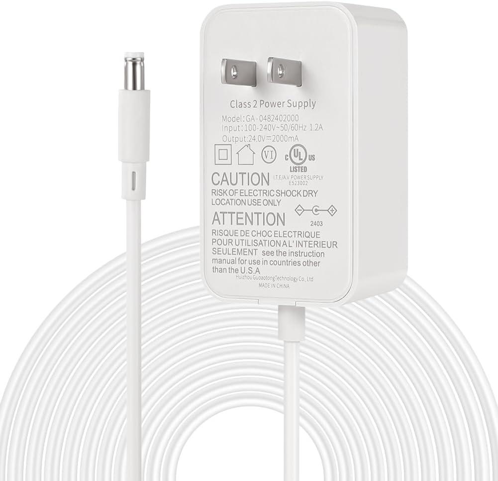 24V DC Power Supply Adapter 24Volt 2A 48W Adapter UL Listed, AC to DC Converter Transformer 100-240V AC Input with 5.5 x 2.1mm US Plug for LED Strip, CCTV Camera and Other Low Voltage Devices