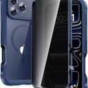 Diaclara Magnetic Designed for iPhone 17 Pro Case 6.3'' [Full Camera Protection] Full Body Bumper,[Compatible with MagSafe] Phone Case w/Built-in Privacy Screen Protector,Deep Blue