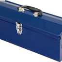 TCE ATB101U-1 Torin Portable Steel Tool Box: 19" Hip Roof Style with Metal Latch Closure and Removable Storage Tray, Blue