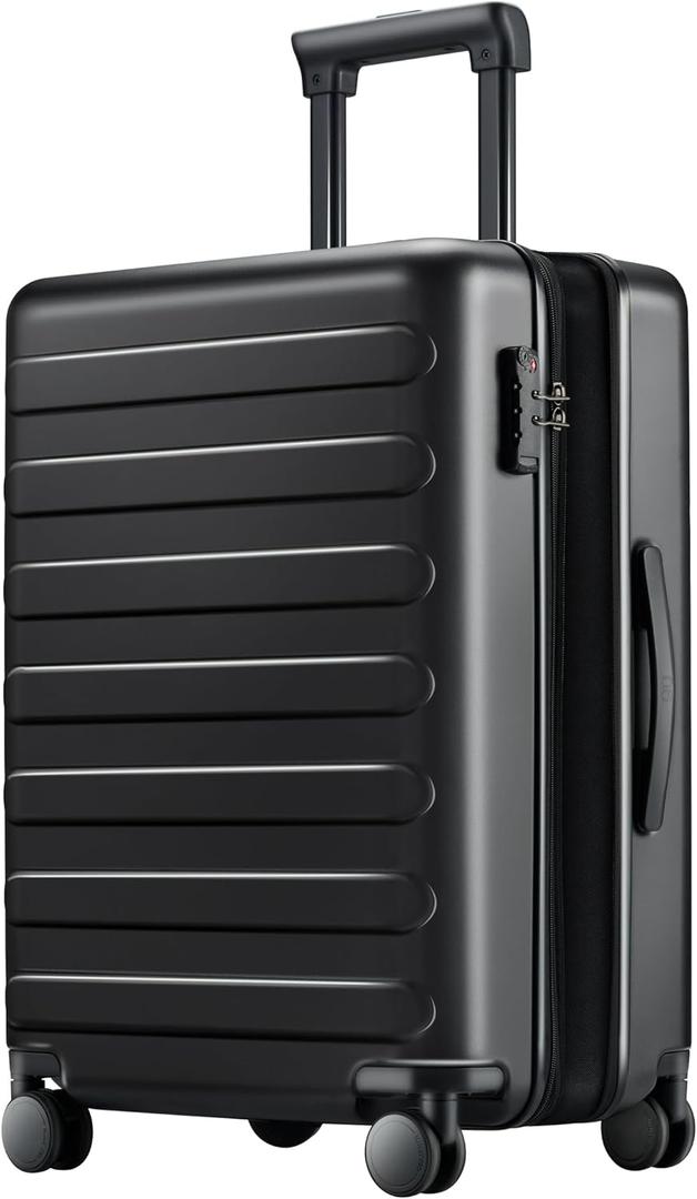 NINETYGO Carry On Luggage 22x14x9 Airline Approved, 20 Inch Luggage with Smooth Spinner Wheels, Expandable, Hard Shell PC Suitcase, Lightweight Travel Luggage, TSA Approved (Black, Rhine Max1.0)