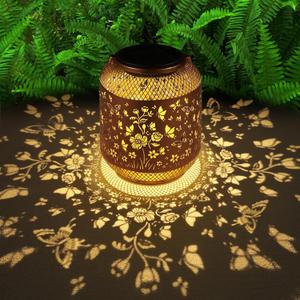 Butterfly Solar Lanterns Outdoor, Birthdays Gifts for Women Mom Grandma, Metal Waterproof Hanging Hollow Out Garden Decorative Solar LED Light for Yard, Patio, Lawn, Porch, Backyard