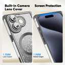 Misscase Magnetic Glitter Case for iPhone 17 6.3 Inch, Camera Protection, Compatible with MagSafe, Rectangle Cute Bling Sparkle Diamond Colorful Phone Cover, Drop-Tested & Shockproof-Black