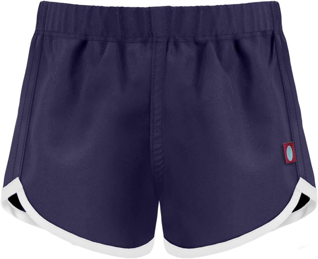 Made in USA Girls Swimming Suit Bottom Board Short Swim Athletic Shorts Beach Pool Camp Running Sports Wicking Fast Dry, Navy, 8