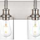 4 Light Bathroom Vanity Lights Brushed Nickel Bathroom Lighting Fixtures Over Mirror with Clear Glass, Industrial Wall Sconce Vanity Lighting Fixture for Bedroom Living Room, E26 Socket