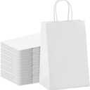 TOP-Pindu 30 White Paper Bags with Handles - Craft Party Bags for Birthday, Size 21 * 11 * 27cm