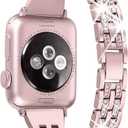 Secbolt Bling Bands Compatible with Apple Watch Band 38mm 40mm 41mm 42mm 44mm 45mm 46mm 49mm Women iWatch SE Series 11 10 9 8 7 6 5 4 3 2 1, Dressy Jewelry Metal Wristband Strap Diamond Rhinestone