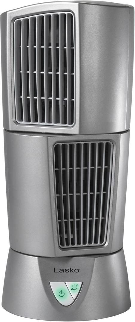 Lasko Wind Tower Platinum Compact Desktop Fan for Home with 3 Speeds, Widespread Oscillation, 14", Gray, 4910