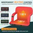 HOPERAN Dual-Sided Heated Stadium Seats for Bleachers with Back Support, 3 Levels Heating Stadium Seating for Bleachers Seat with Backrest, 5 Pockets Portable Stadium Chair for Outdoor, 25"