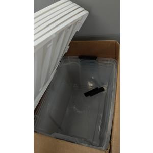 IRIS USA 6-Pack 54 Quart Stackable Storage Bins with Lids [Made in USA] - Everyday Organizer Latching Clear Plastic Organization Containers Closet Bedroom Shelving Units Home Storage - Clear/White