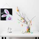 3 x Easter Wooden Door Sign Bunny Welcome Hanging Sign Rustic Farmhouse Wood Wreath Sign for Easter Spring Coffee Shop Window Home Decor