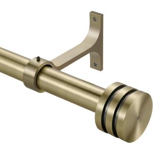 Single Curtain Rods 48-84 Inches,1 inch Heavy Duty Adjustable Window Drapery Rod, Modern Round Decorative Windows Curtains Rods, Antique Bronze
